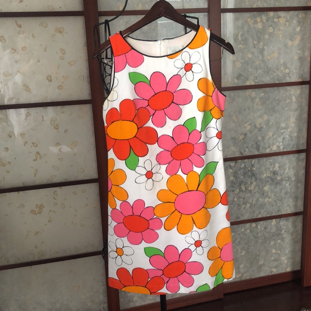 Vintage Retro Hippy Floral Vibrant A-Line Dress - (Sz. 4)